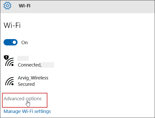 Geavanceerde instellingen WiFi