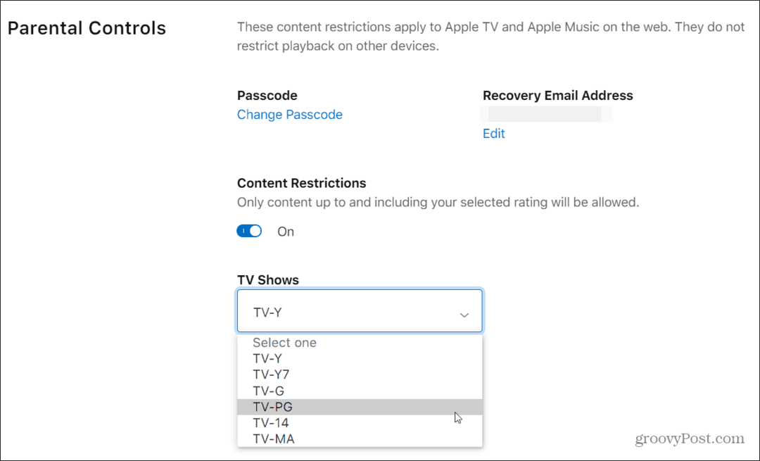 Ouderlijk toezicht gebruiken op Apple TV Plus