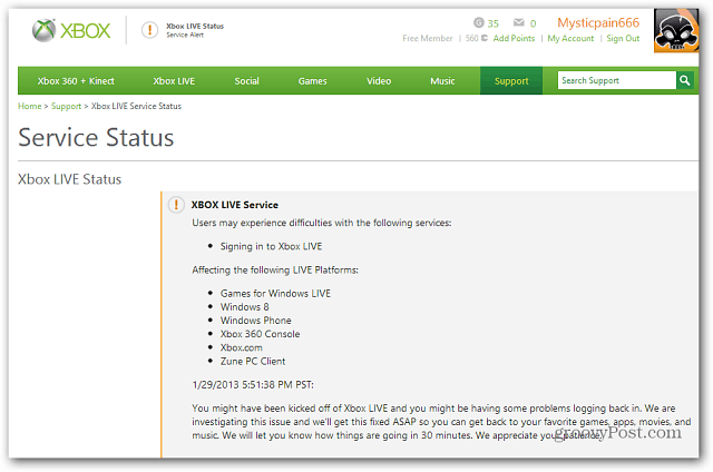 Status van Xbox Live-service