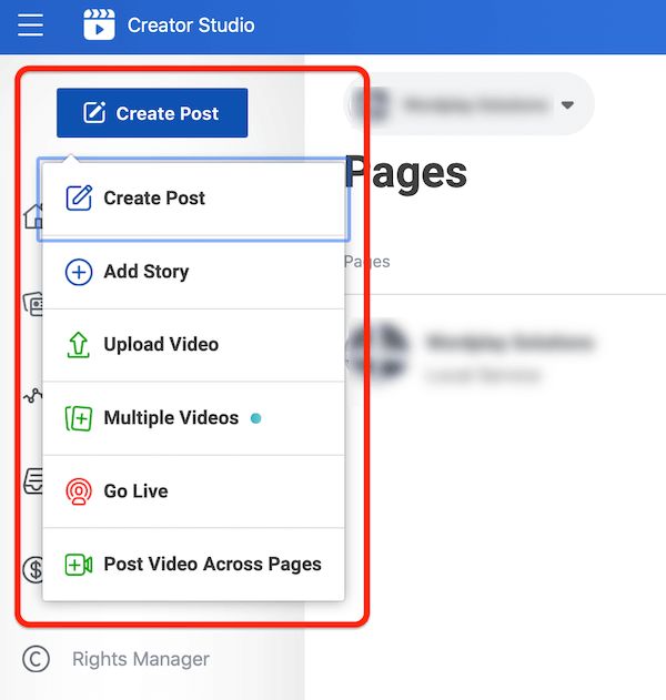 Opties voor Facebook-berichten in Creator Studio