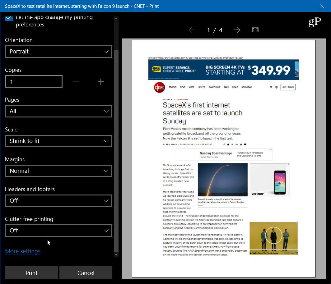 Website-artikelen schoon en overzichtelijk afdrukken met Microsoft Edge