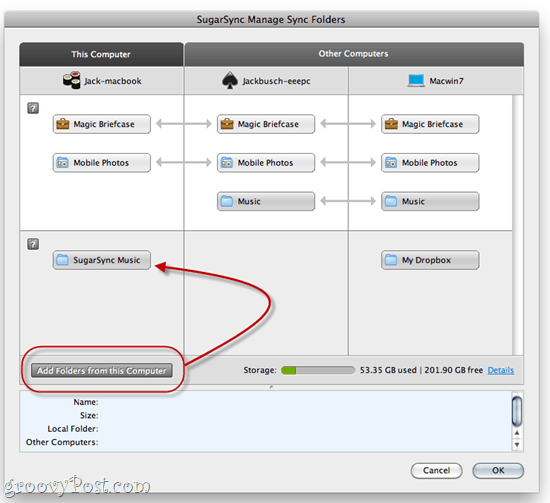 Een iTunes-map synchroniseren met SugarSync