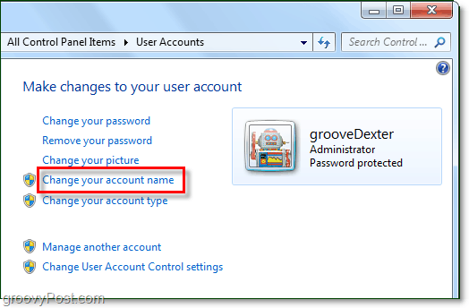 verander uw accountnaam in windows 7