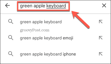 zoek naar groen appel-toetsenbord
