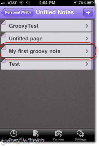 OneNote Unfiled Notes op de iPhone