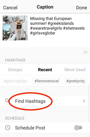 De Preview-app helpt je relevante hashtags te vinden die je aan je bericht kunt toevoegen.