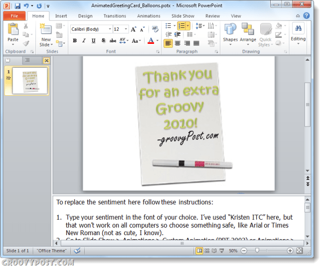 groovy e-card sjabloon in powerpoint 2010