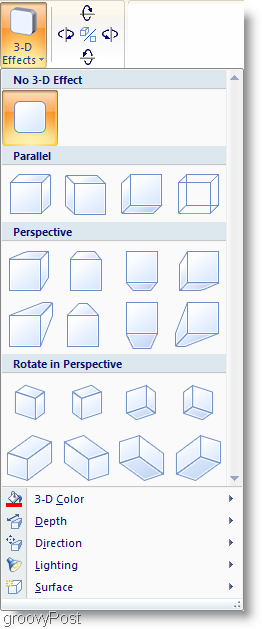 Microsoft Word 2007 schaduweffecten