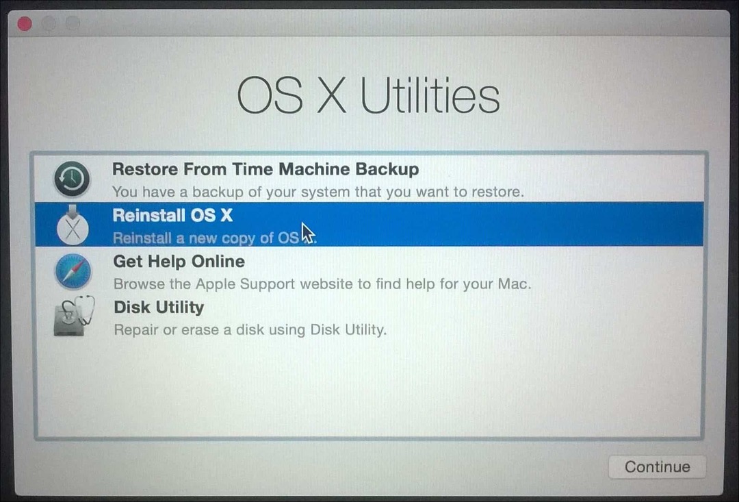 Installeer OS X opnieuw