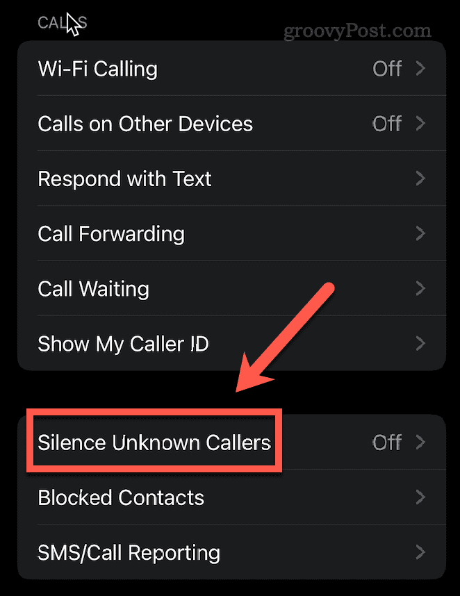 stilte onbekende bellers iphone