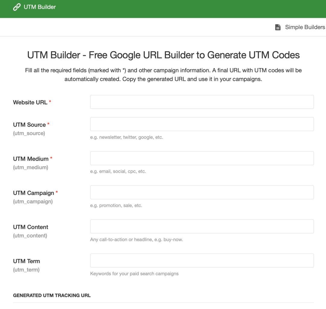 afbeelding van UTM Builder-formulier