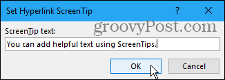 Stel het dialoogvenster Hyperlink ScreenTip in Word in