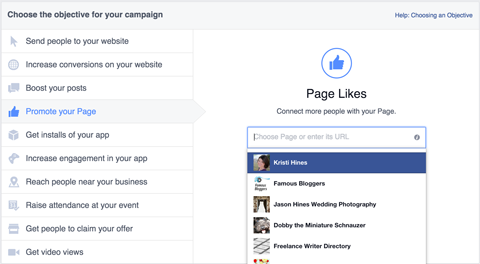 Facebook-pagina zoals het maken van advertenties