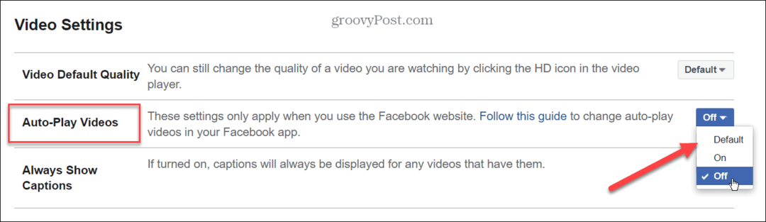 Hoe Video Autoplay op Facebook uit te schakelen