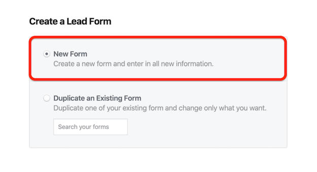 Nieuwe formulieroptie in Facebook Maak een leadformuliervenster
