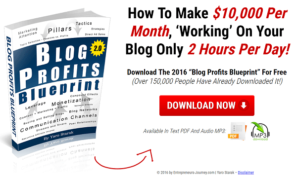 De Blog Profit Blueprint is een gratis rapport waarin lezers zich kunnen aanmelden voor Yaro's e-mails. 