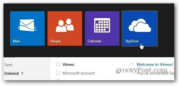 Ga naar SkyDrive Outllookdotcom