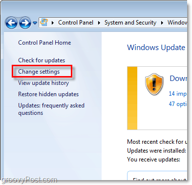 Windows 7 - Windows Update Configuratielink Screenshot