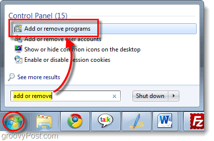 programma's toevoegen of verwijderen in Windows 7