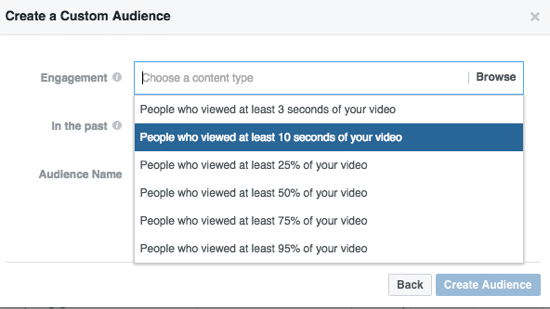 Beperk uw aangepaste Facebook-publiek op basis van het percentage bekeken video.