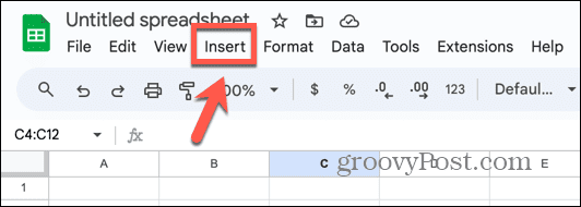 google spreadsheets invoegmenu