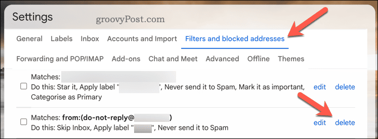 Filterknop verwijderen in Gmail