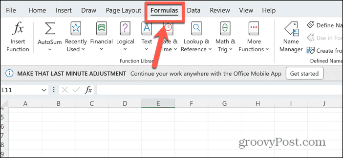 Excel-formulemenu