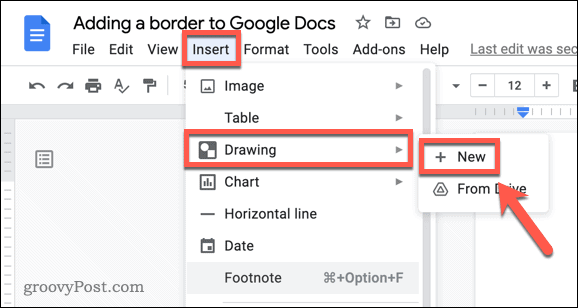 Een nieuwe Google Docs-tekening invoegen