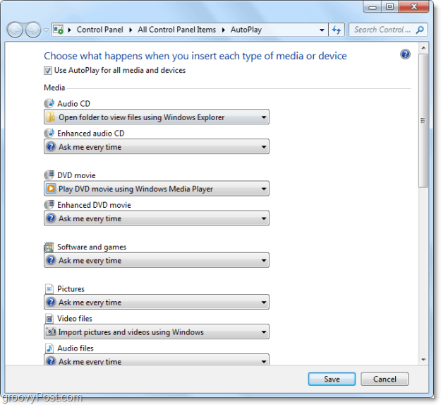 Bespaar tijd door Windows 7 Autoplay-acties aan te passen