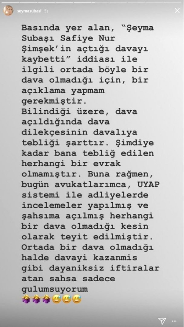Şeyma Subaşı's reactie op de beweringen van Safiye Nur Şimsek!
