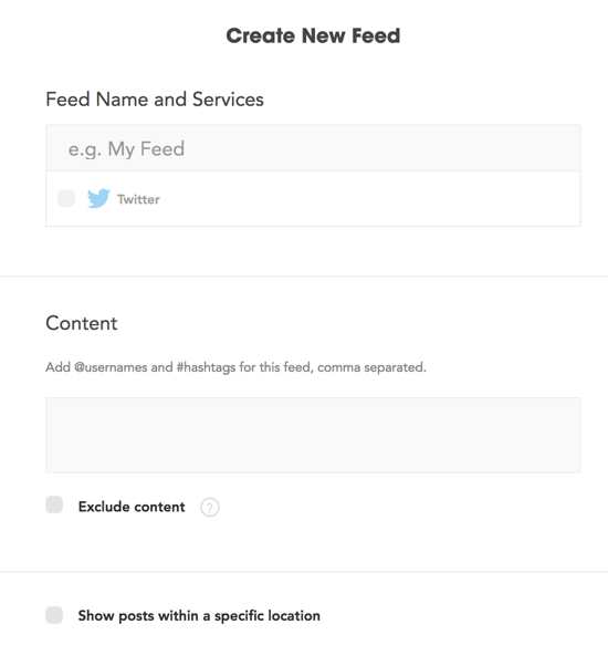 U kunt Waaffle-feeds maken op basis van individuele accounts of specifieke hashtags.