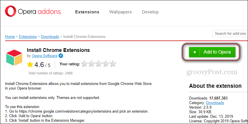 Opera Installeer Chrome-extensie installeren