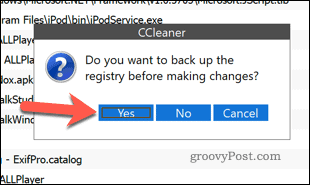 Een back-up maken van het Windows-register met CCleaner