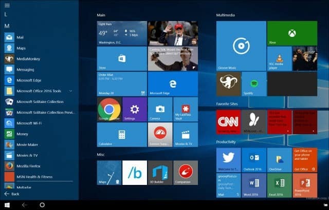Tip voor Windows 10: zorg ervoor dat het startmenu op volledig scherm wordt gestart