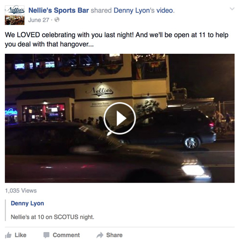 Nellies Sports Bar Facebook-bericht
