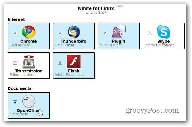 Ninite voor Linux-site