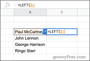 De LEFT-functie gebruiken in Google Spreadsheets