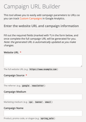 Configuratie van Google Campaign URL Builder