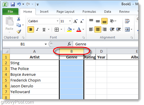 selecteer een celkolom in Excel