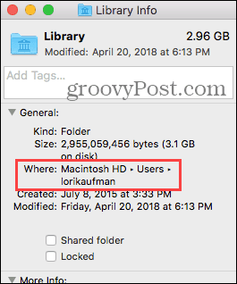 Locatie van bibliotheekmap op Mac