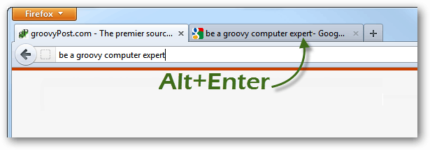 alt + enter om nieuwe tabbladen van zoekopdrachten in Firefox te openen