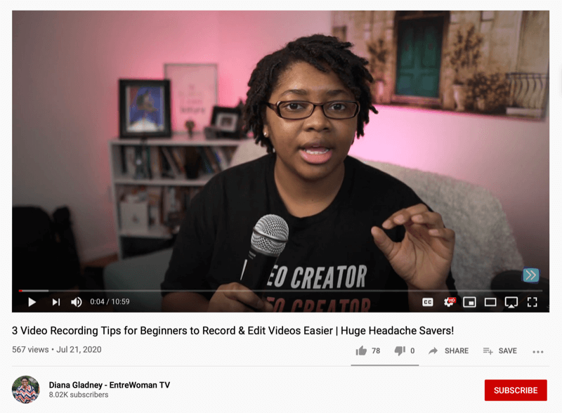screenshot van een vrouwelijke tv-video met 3 tips voor beginners om gemakkelijker video's op te nemen en te bewerken