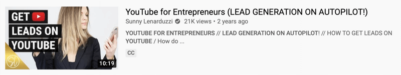 youtube-videovoorbeeld door @sunnylenarduzzi van 'youtube voor ondernemers (leadgeneratie op automatische piloot!)' met 21 duizend views in de afgelopen 2 jaar