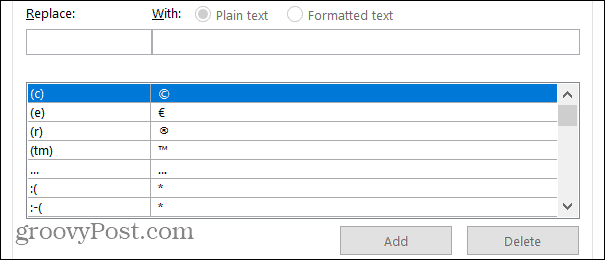 Vervangingen in Word op Windows