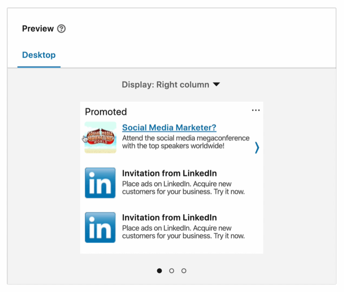 voorbeeld van een LinkedIn-advertentiecampagne gemaakt advertentievoorbeeld