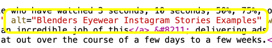 Hoe alt-tekst toe te voegen aan Instagram-berichten, voorbeeld van alt-tekst in html-code