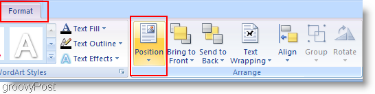 Positie wijzigen in Microsoft Word 2007