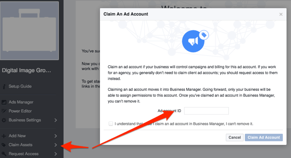 Facebook claim advertentie-account