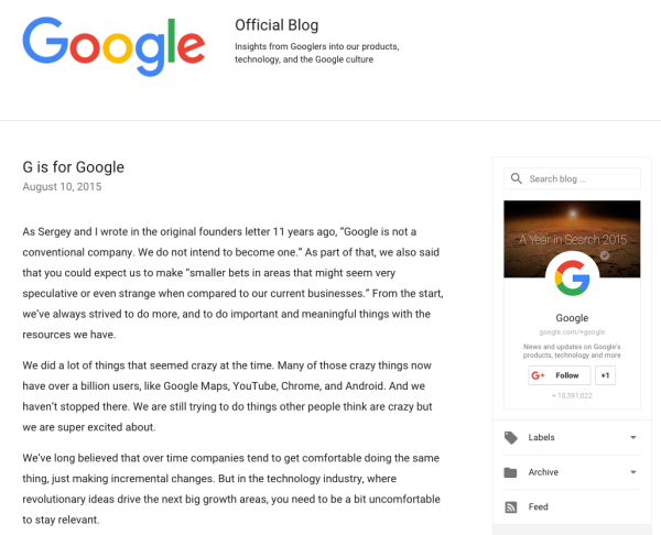 aankondigingsbrief rebranding google