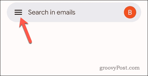 Tik op het Gmail-menupictogram in Gmail mobiel